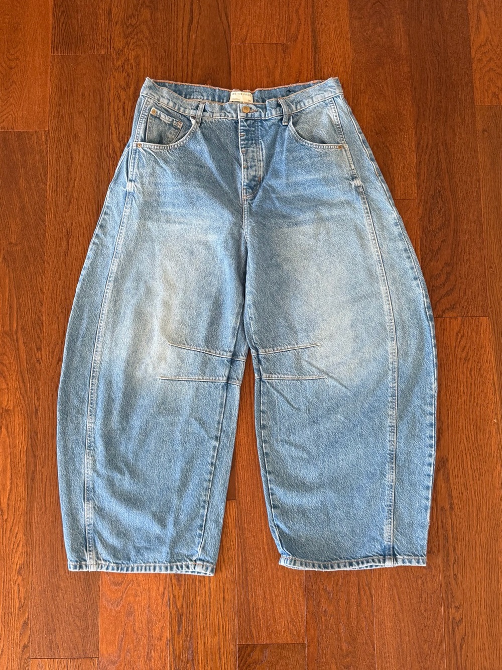 Free People Washed Light Blue Wide-Leg Crop Jeans - Picture 5 of 10